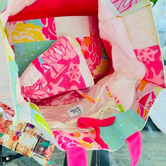 Lilly Pulitzer White Label Large Canvas Tote💕 White Pink - Picture 6 of 8